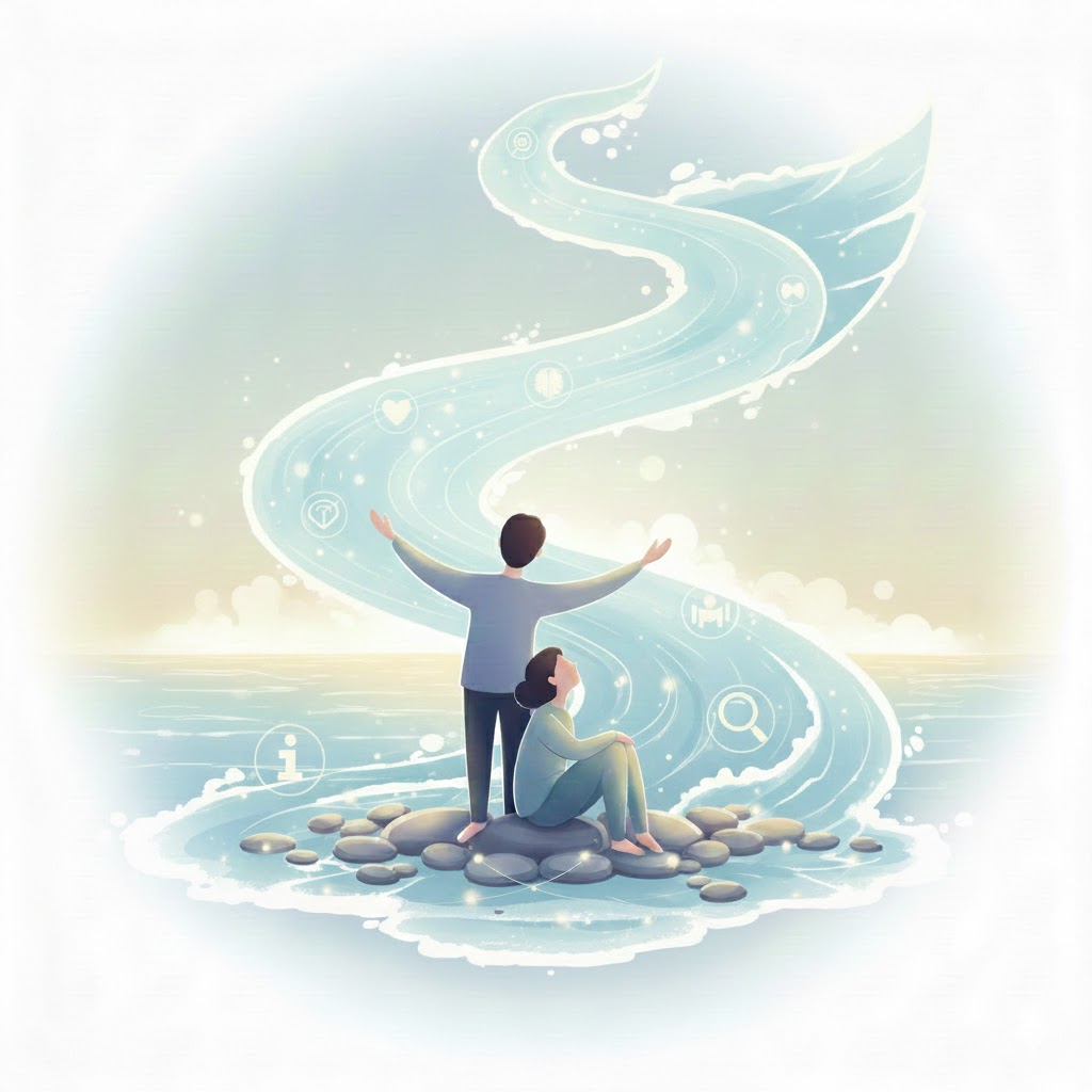 Illustration apaisante d'un phare au bord de l'océan